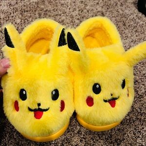 Yellow Pikachu Kids Slippers
